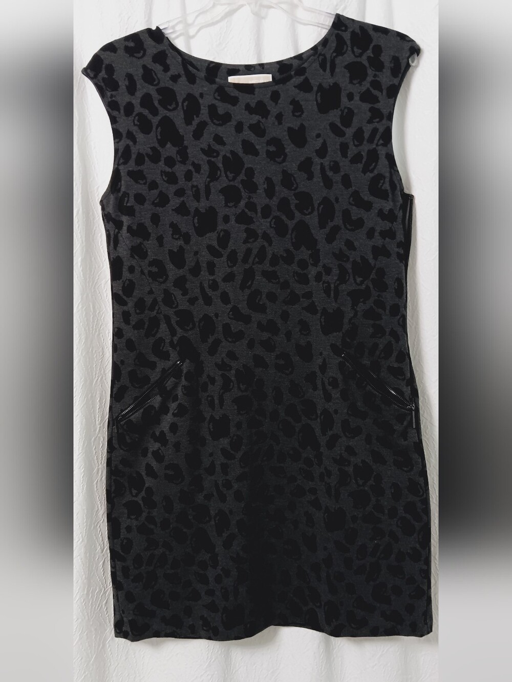 Michael Kors Sleeveless Black & Charcoal Animal Print Dress